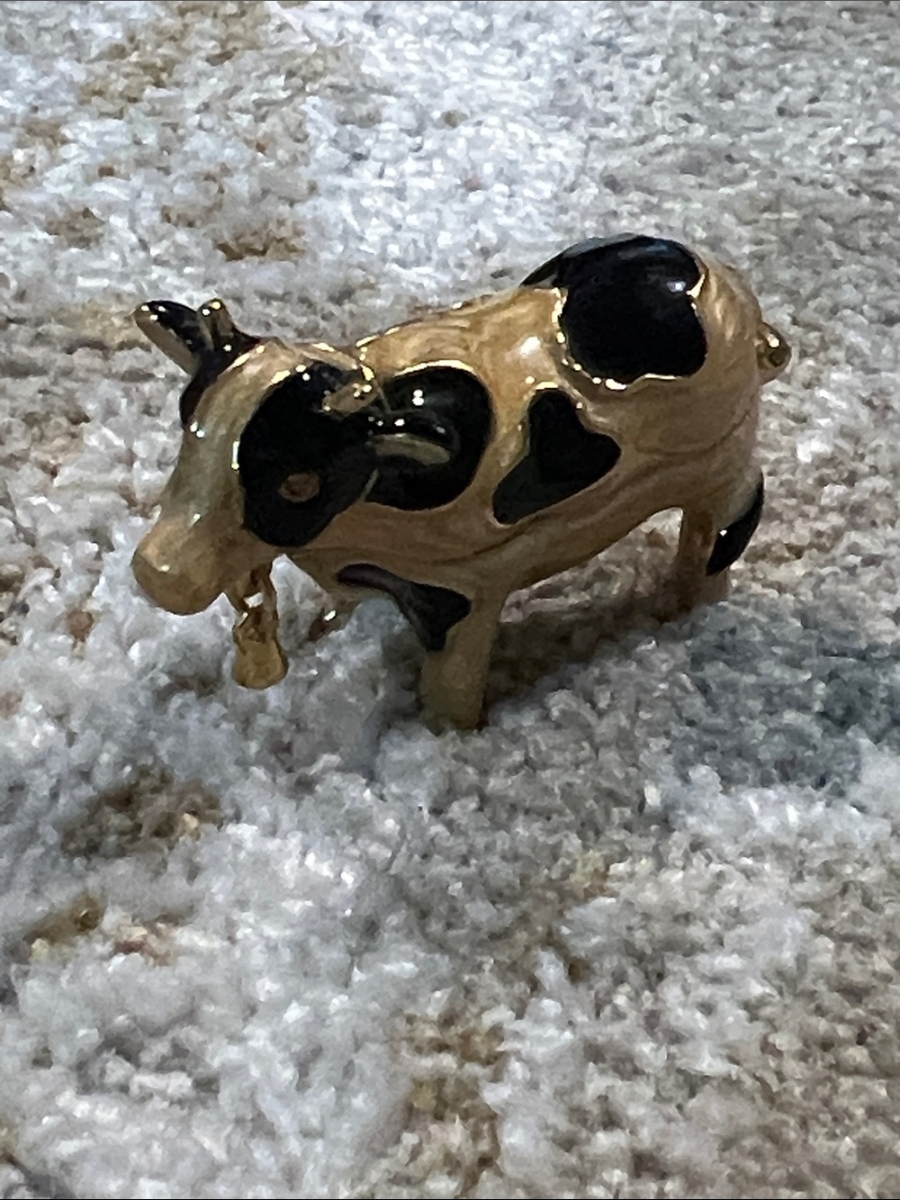 Monet Enamel Cow Trinket Box Vintage Collectible z31